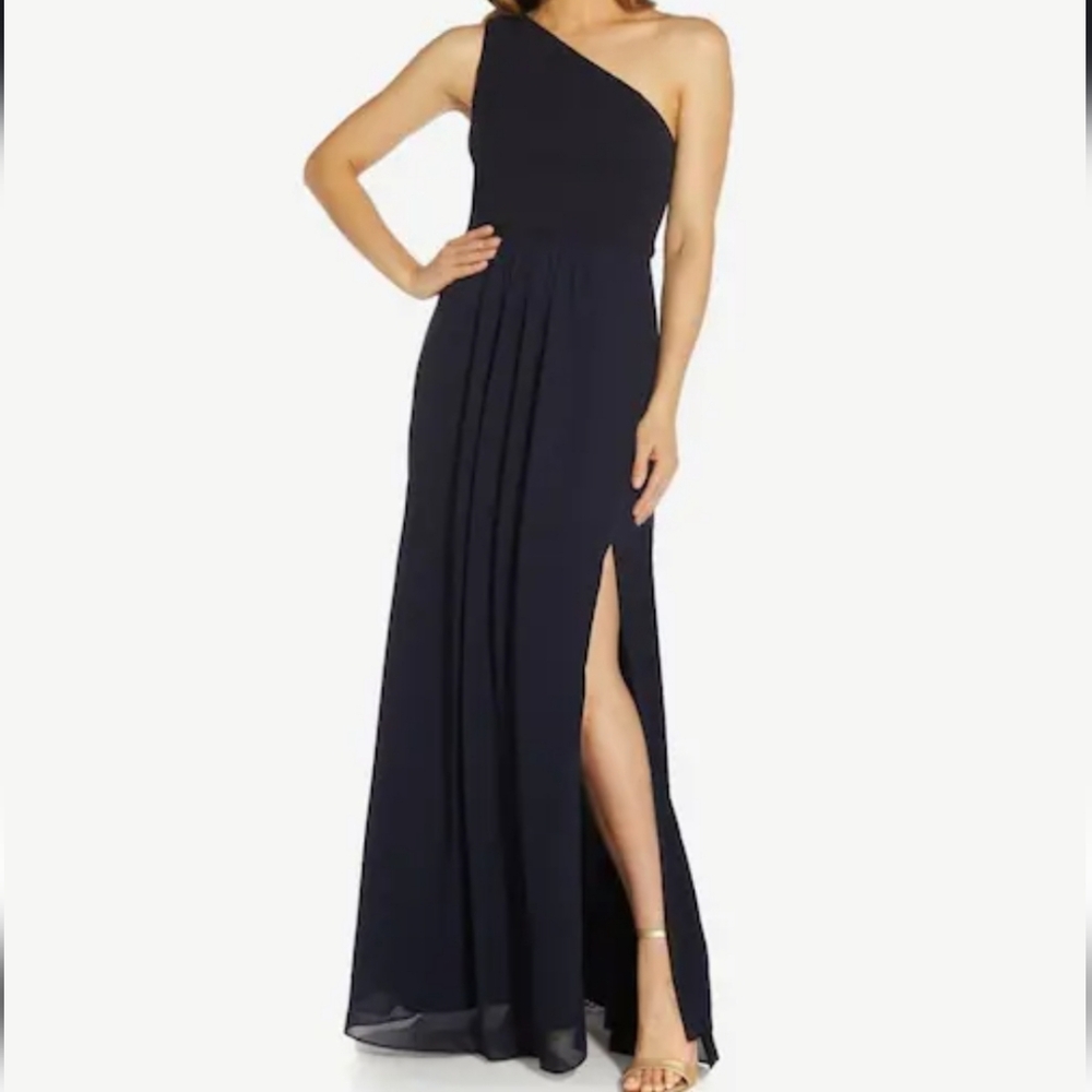Adrianna Papell Midnight One-Shoulder Gown